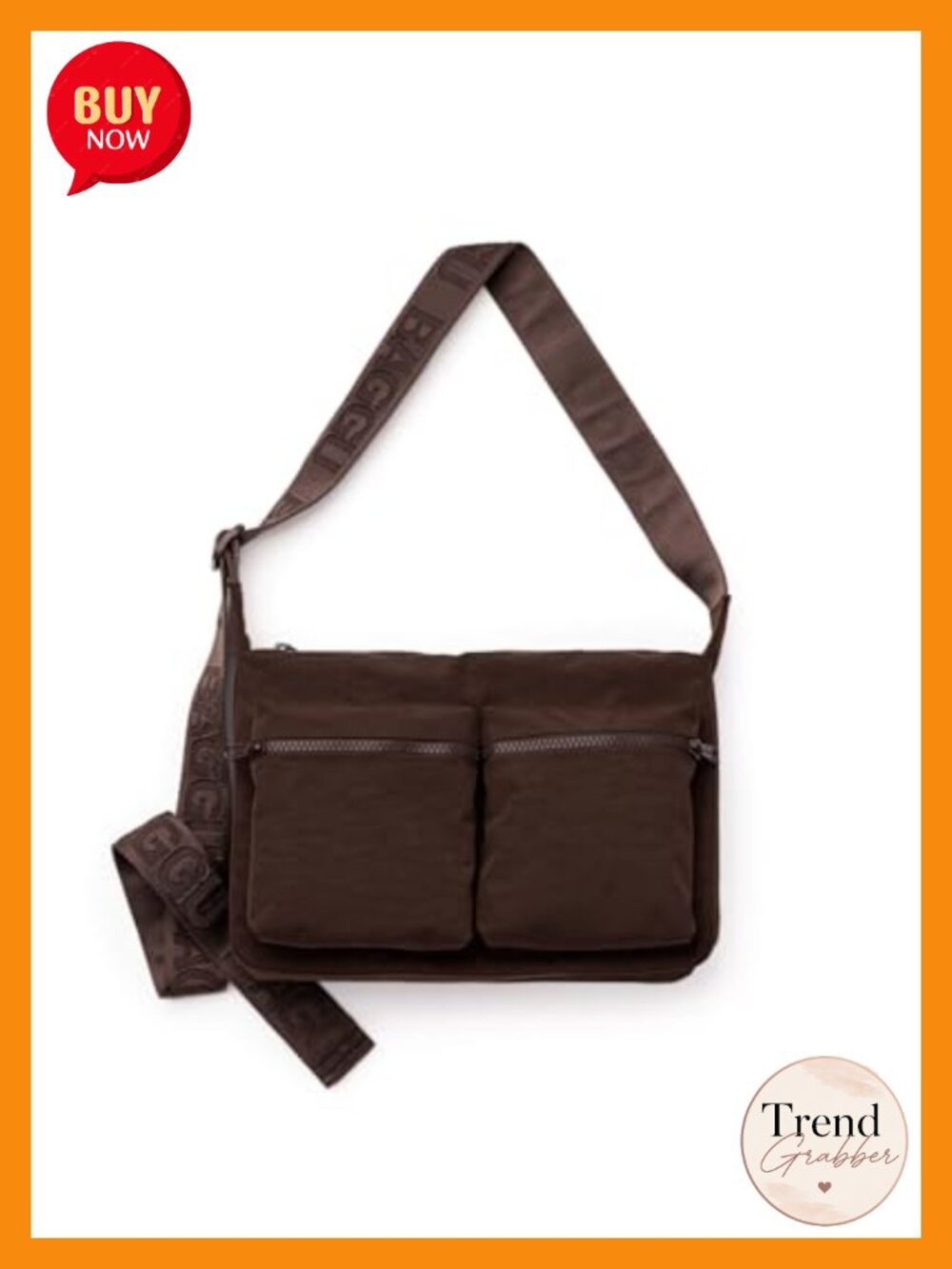 BAGGU Medium Cargo Crossbody Recycled Nylon Ripstop Lining Satchel